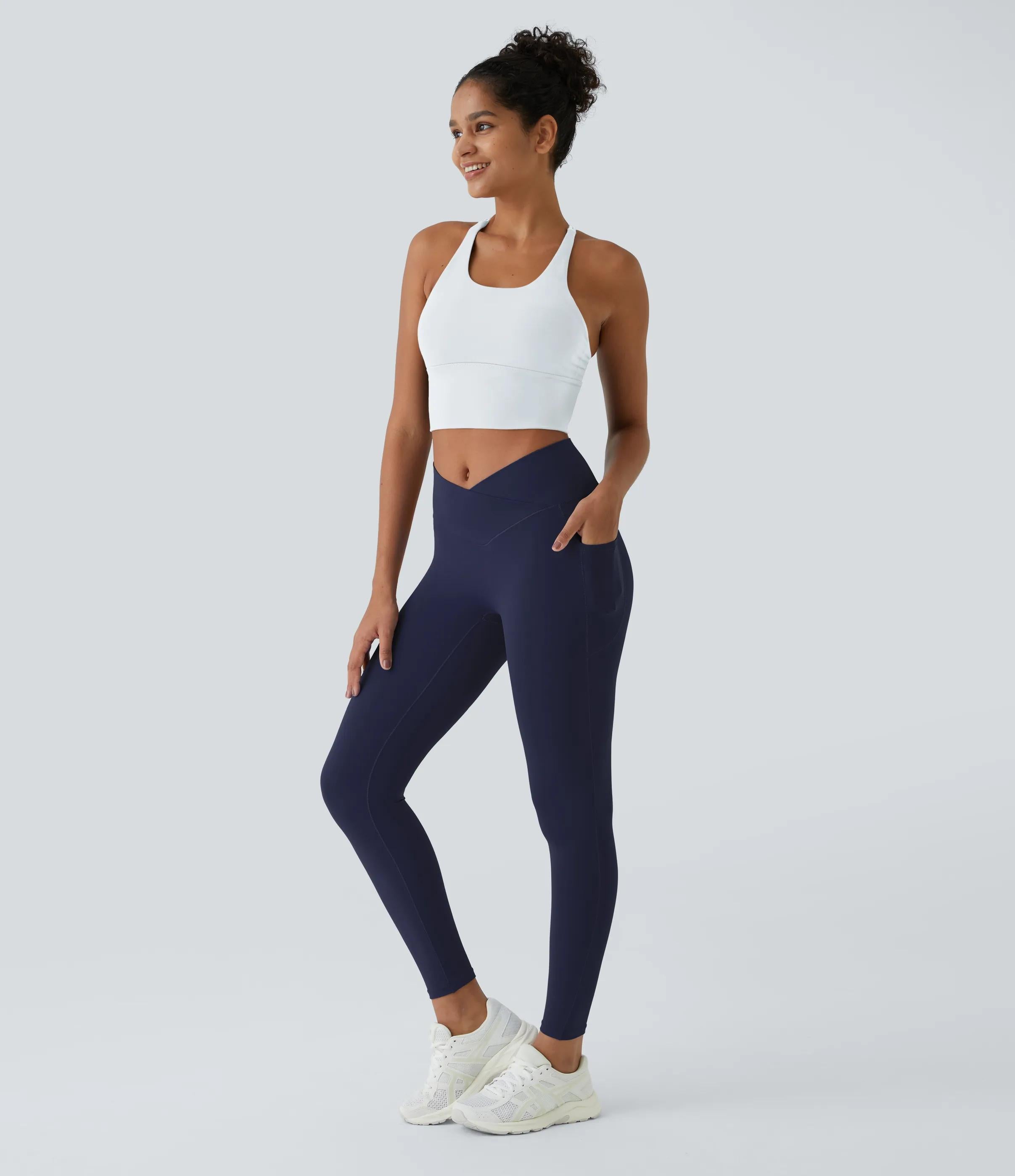 5 Pack SoftlyZeroTM Crossover Pocket Plain Leggings-UPF50+