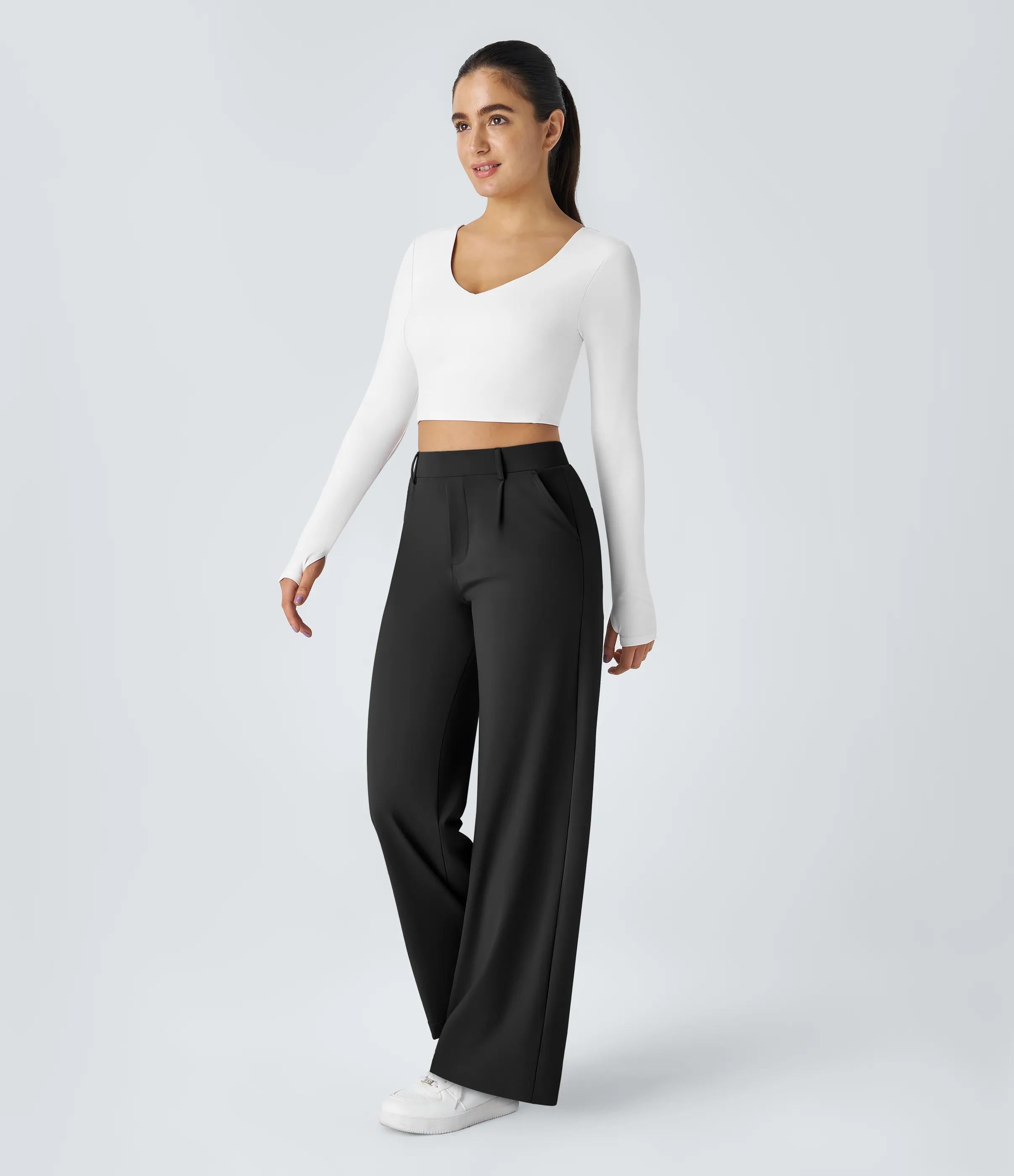 4 Pack High Waisted Pocket Straight Leg Work Pants