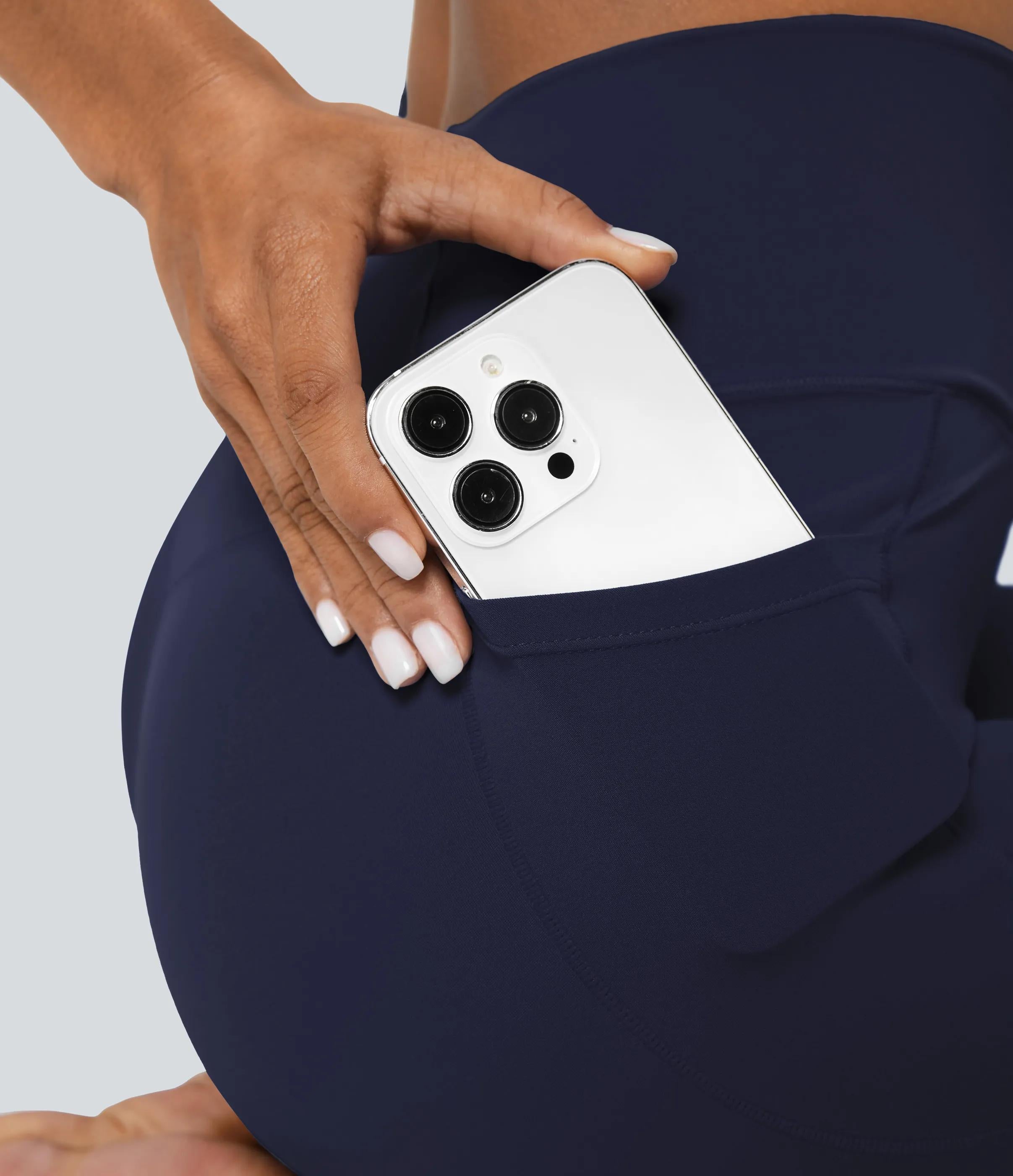 5 Pack SoftlyZeroTM Crossover Pocket Plain Leggings-UPF50+