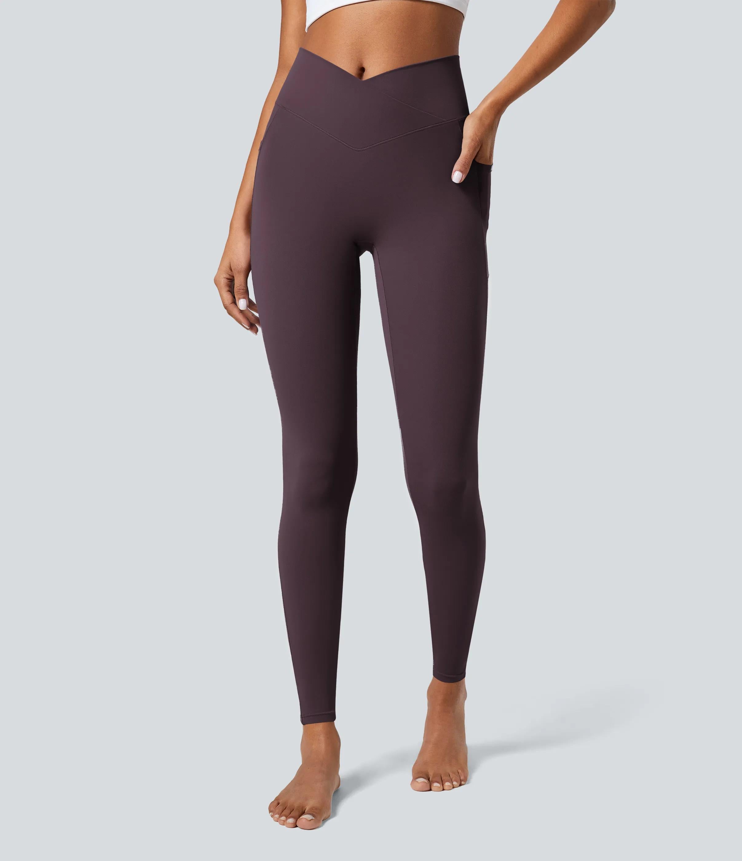 5 Pack SoftlyZeroTM Crossover Pocket Plain Leggings-UPF50+