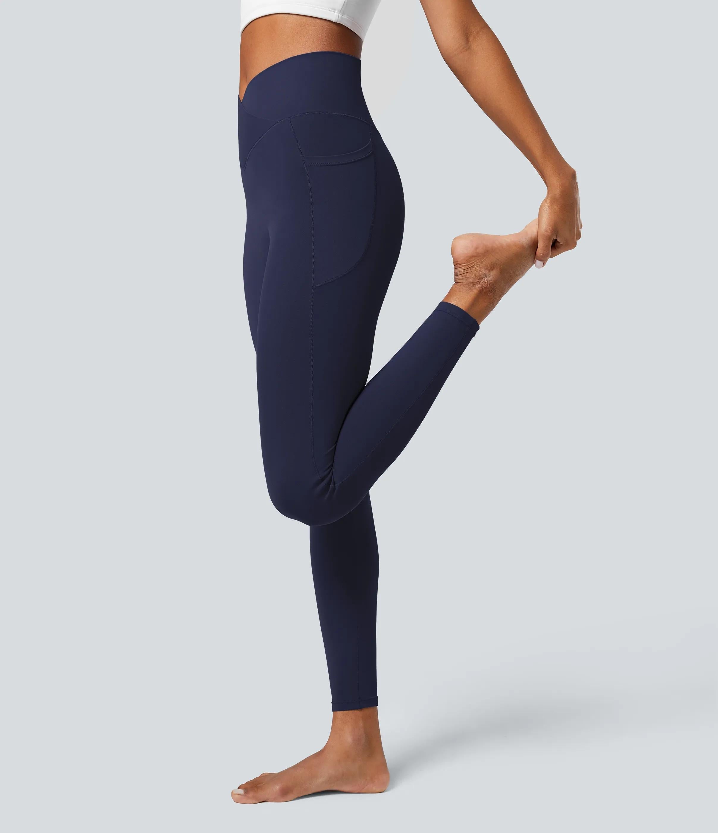 5 Pack SoftlyZeroTM Crossover Pocket Plain Leggings-UPF50+