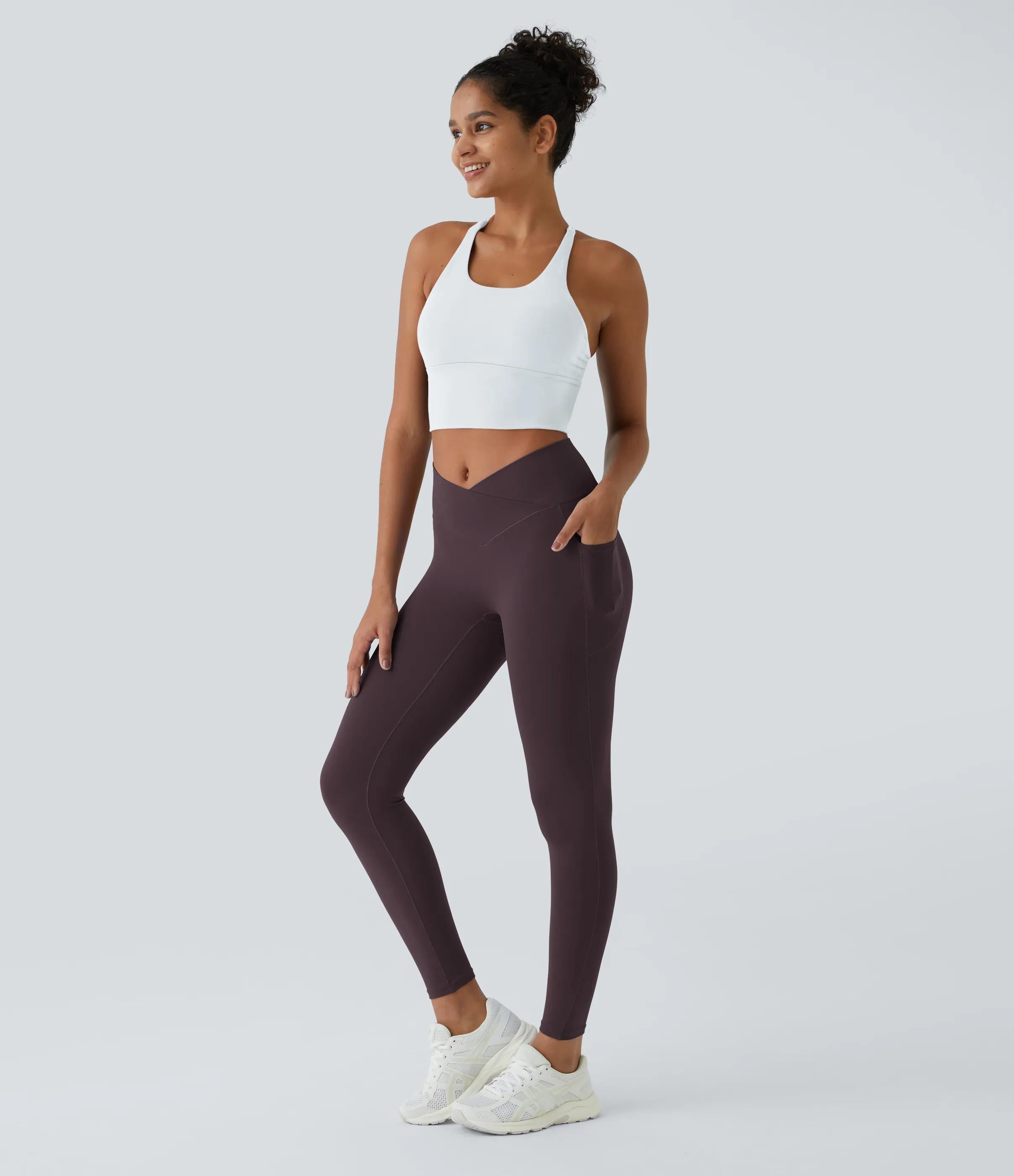 5 Pack SoftlyZeroTM Crossover Pocket Plain Leggings-UPF50+