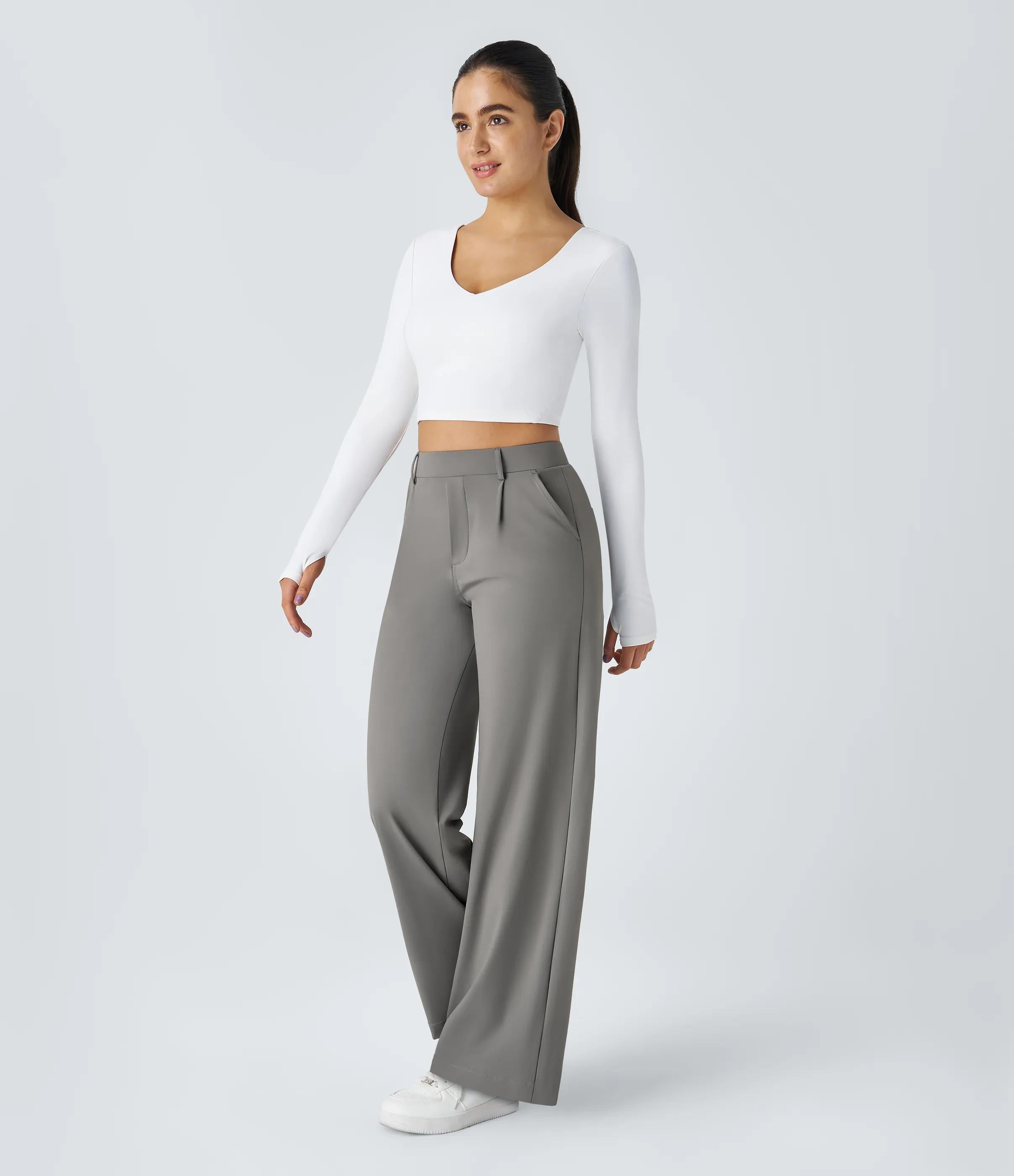 4 Pack High Waisted Pocket Straight Leg Work Pants