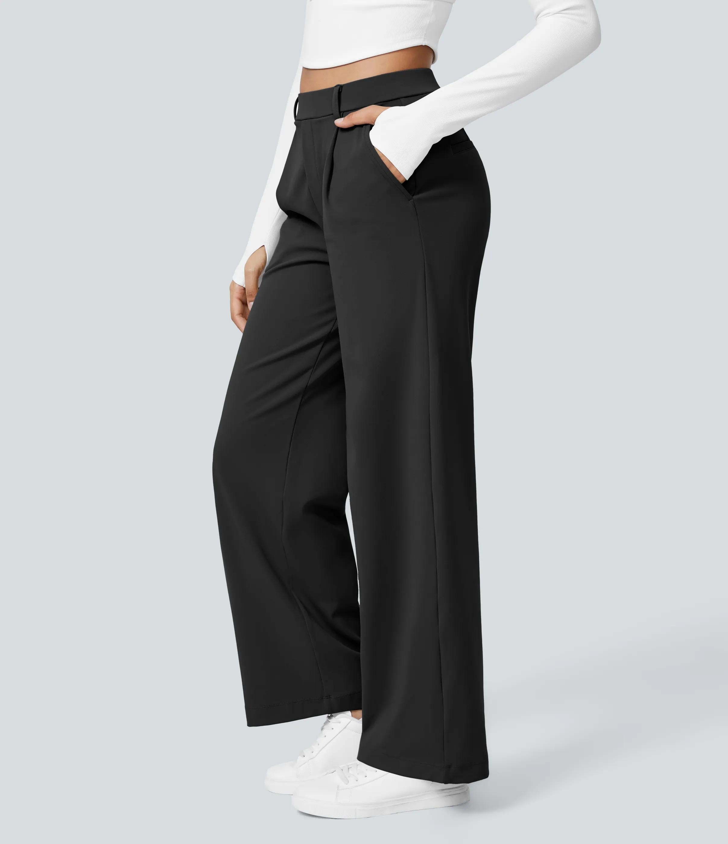 4 Pack High Waisted Pocket Straight Leg Work Pants
