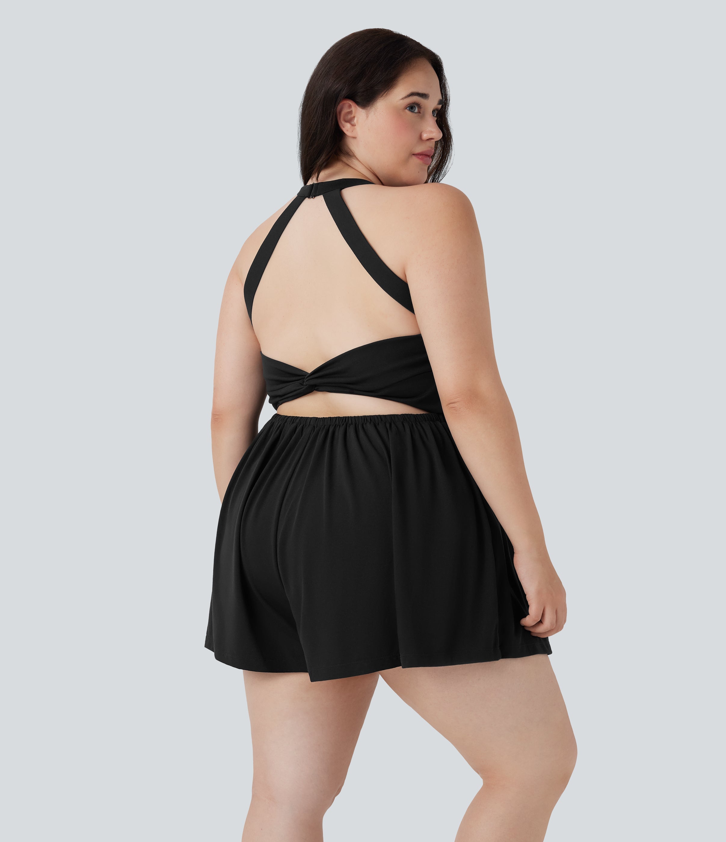 2-in-1 Plus Size Romper with Pockets-Easy Peezy Edition