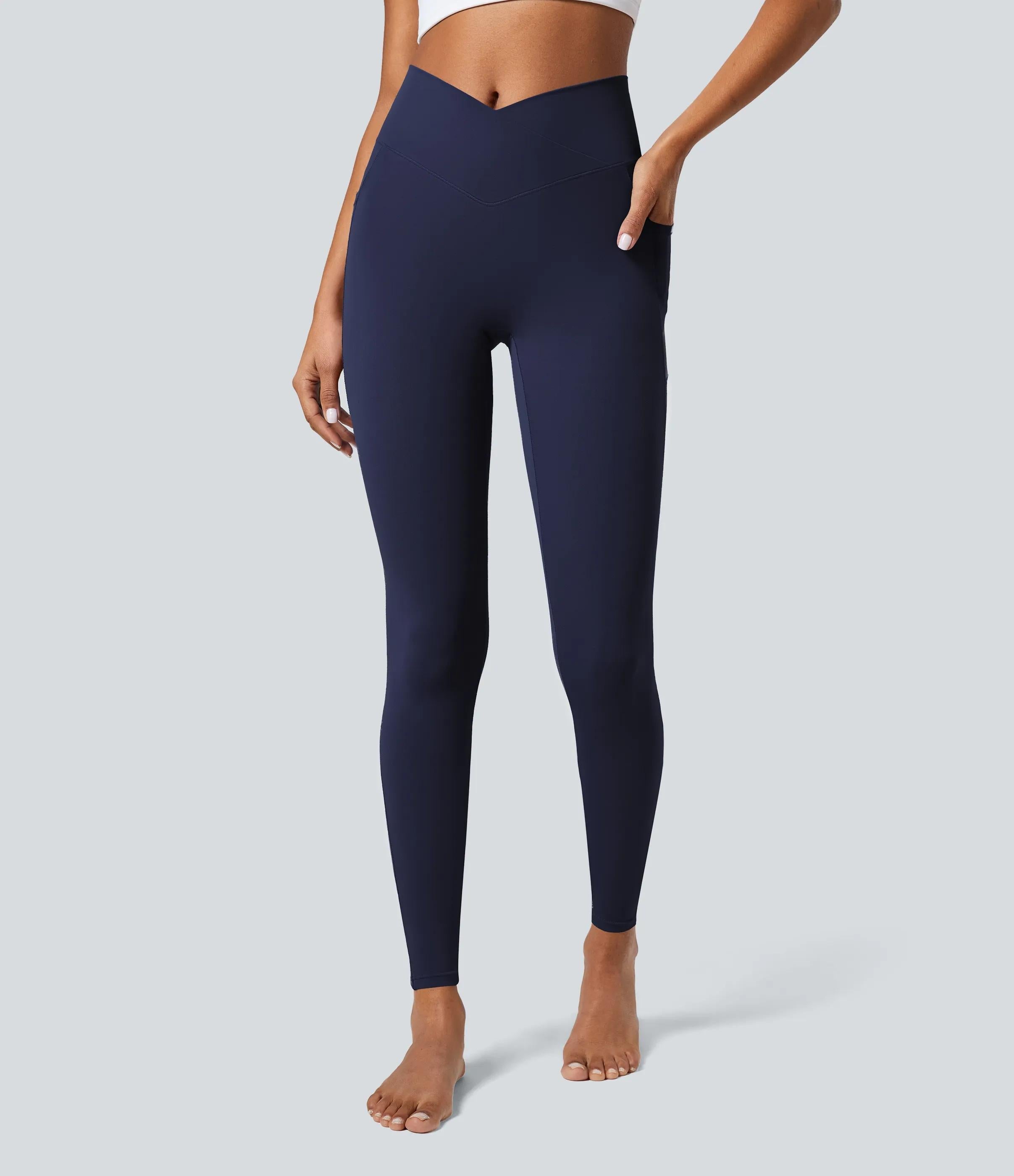 5 Pack SoftlyZeroTM Crossover Pocket Plain Leggings-UPF50+