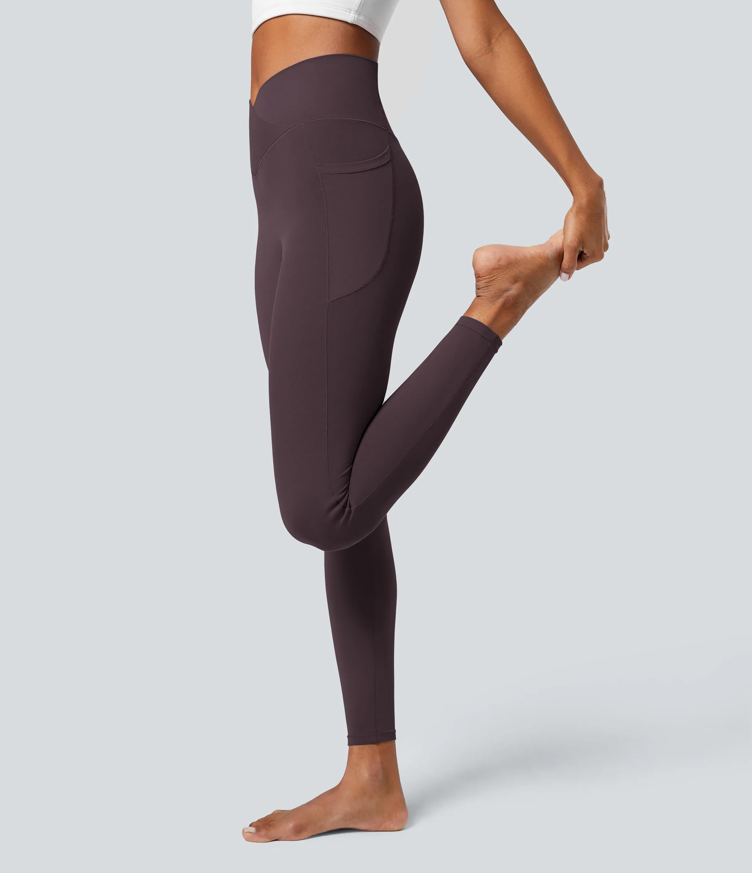 5 Pack SoftlyZeroTM Crossover Pocket Plain Leggings-UPF50+