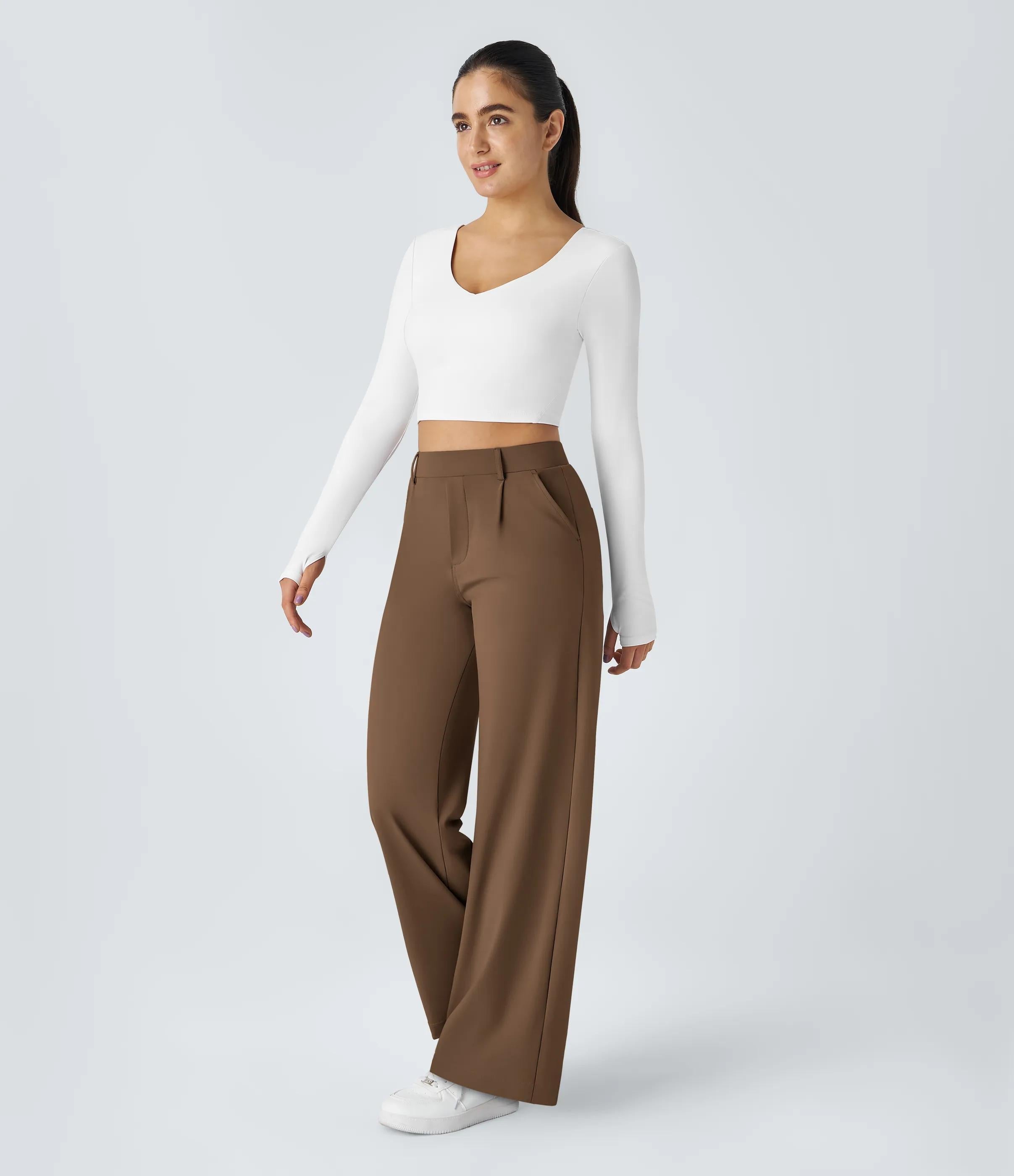 4 Pack High Waisted Pocket Straight Leg Work Pants