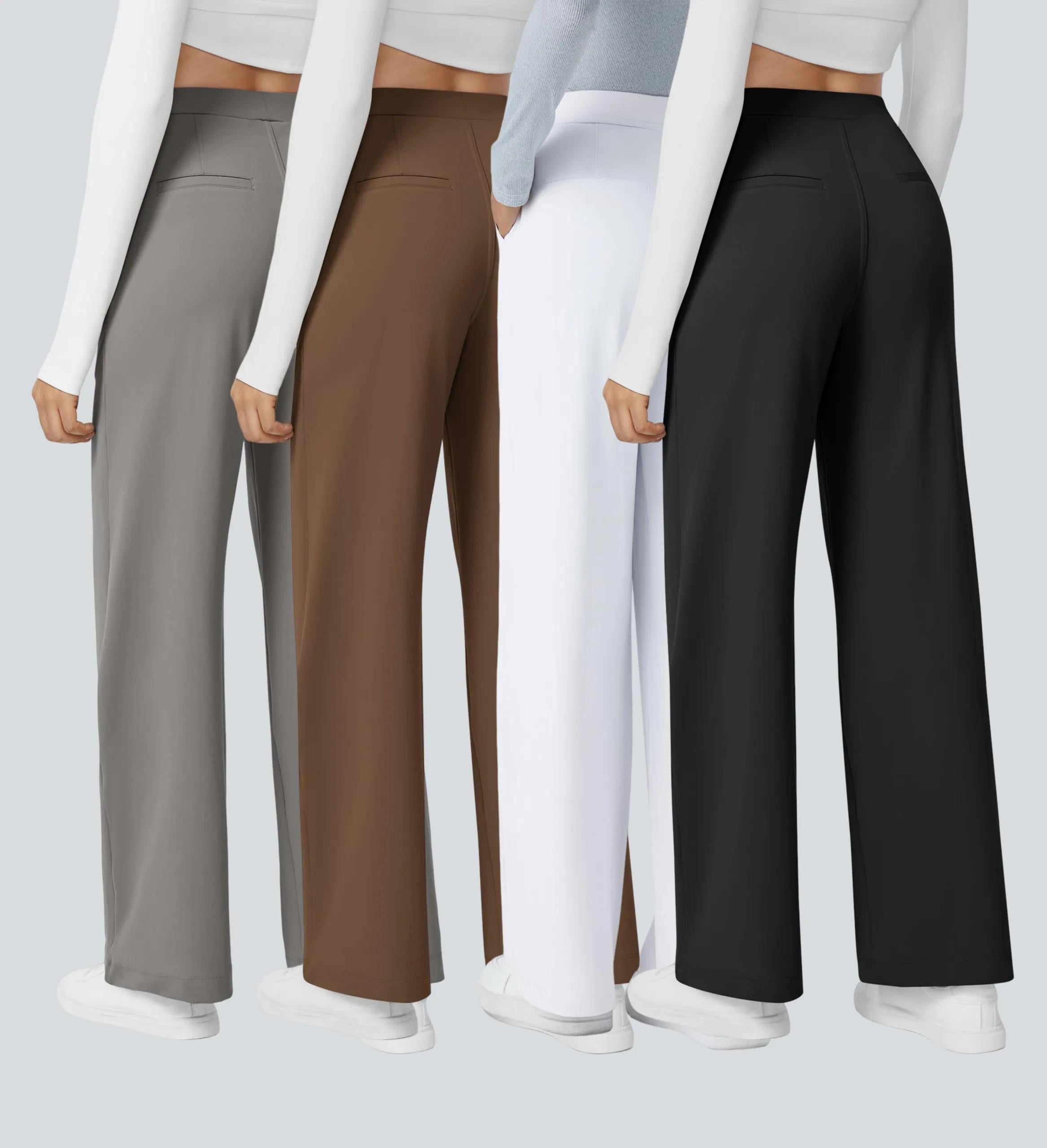 4 Pack High Waisted Pocket Straight Leg Work Pants